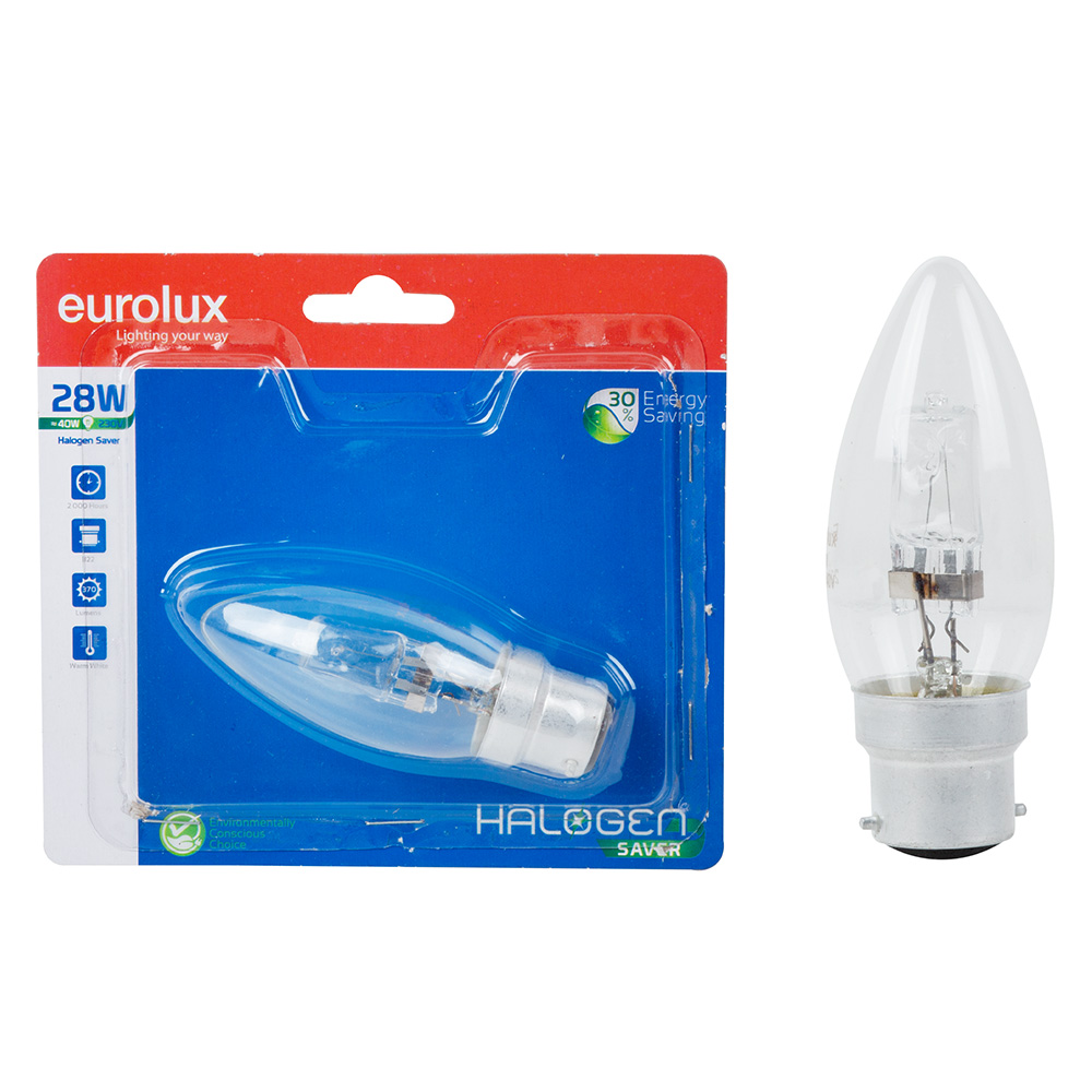 G849BP B22 28W Clear Candle Halogen Saver (Blister Pack)